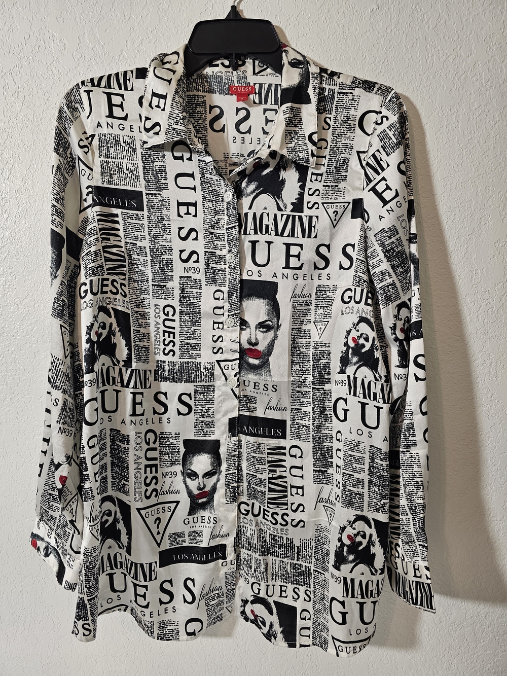 GUESS Satin Long Sleeve Blouse
